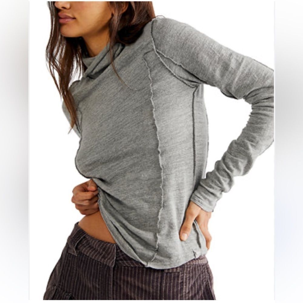 Free People Women's Everyday Layering Cotton Knit Top size XS in Gray